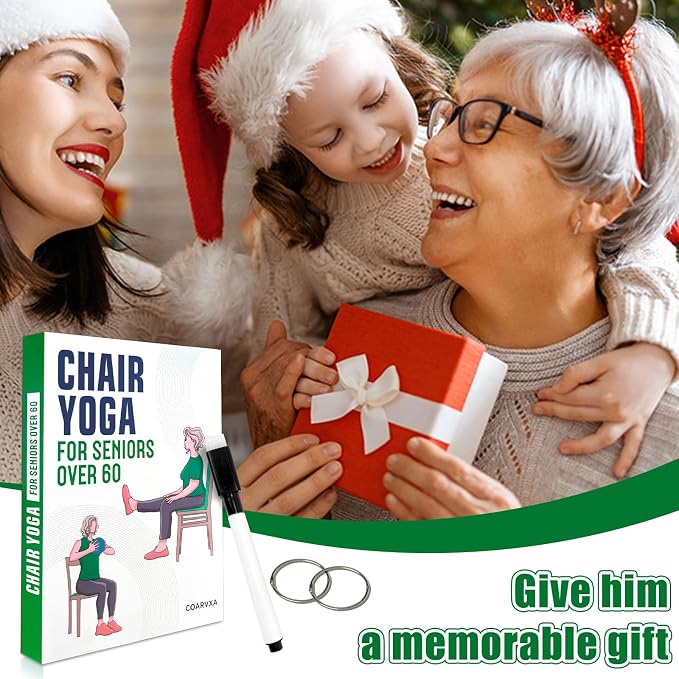 Chair Yoga Workouts for Elderly-58 Exercise Cards with Chair Yoga,Gentle Seated Yoga Guide, Chair Yoga for Weight Loss & Flexibility-Exercise Cards for Seniors Over 60