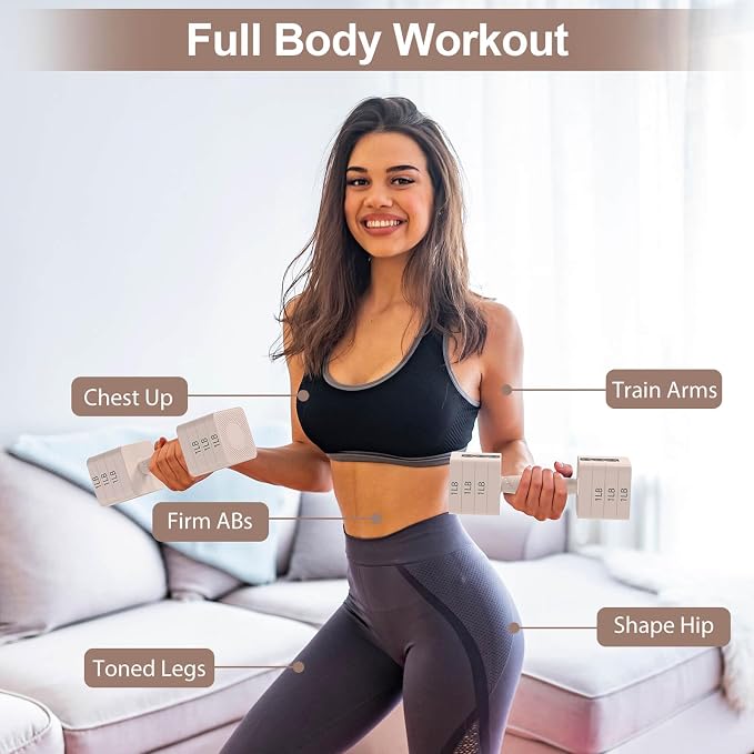 Hezeyferg Adjustable Dumbbells Set for Women/Men Home Gym | 18LBS 22LBS Adjustable Weight Dumbbells, Hand Weights Sets with Mutilple Levels, Full Body Workout