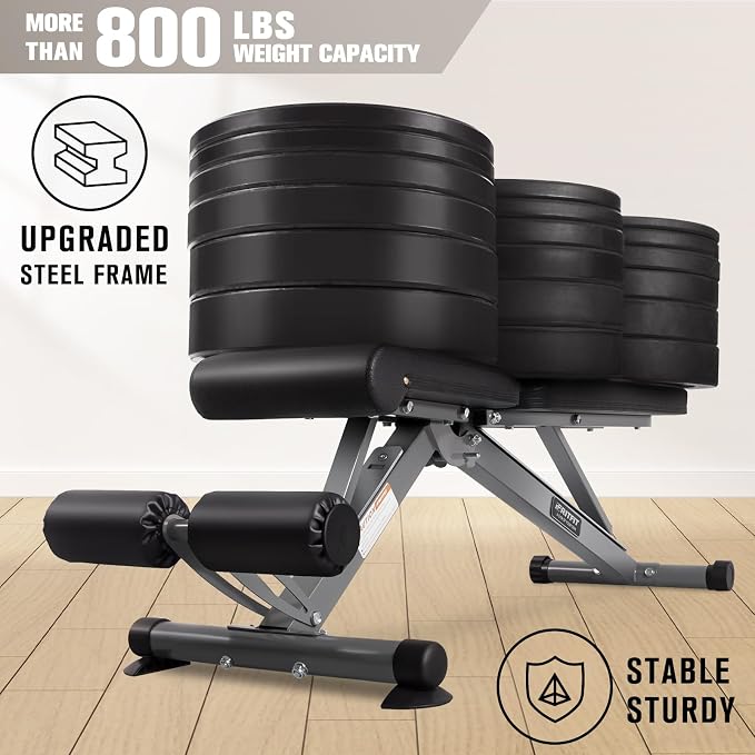 RitFit Adjustable/Foldable Utility Weight Bench for Home Gym | Incline Decline Flat, Multi-Position Backrest & Seat, Full Body Strength Training with Heavy Duty Steel Frame, Foldable