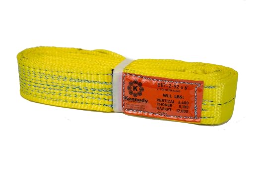 Kennedy Wire Rope & Sling Co. 2" x 7' 2-Ply Twist Eye Polyester Lifting Sling (Various Sizes in Listing) Made in The USA