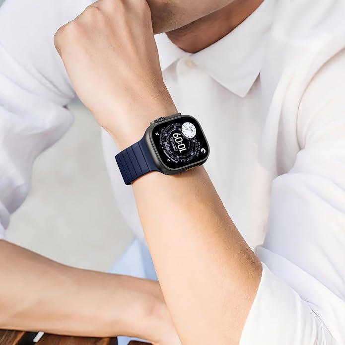 SNBLK Magnetic Band Compatible with Apple Watch Bands for Men 44mm 45mm 46mm 49mm 42mm 41mm 40mm 38mm Women, Secure Silicone Sport Loop Magnet Strap for iWatch Ultra 3 2 1 SE Series 11 10 9 8 7 6 5 4