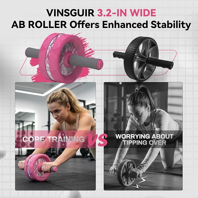 VINSGUIR Ab Roller Wheel, Abs & Core Workout Equipment for Home Gym with Knee Pad Accessories, Abdominal Wheel for Full-body Strength Training