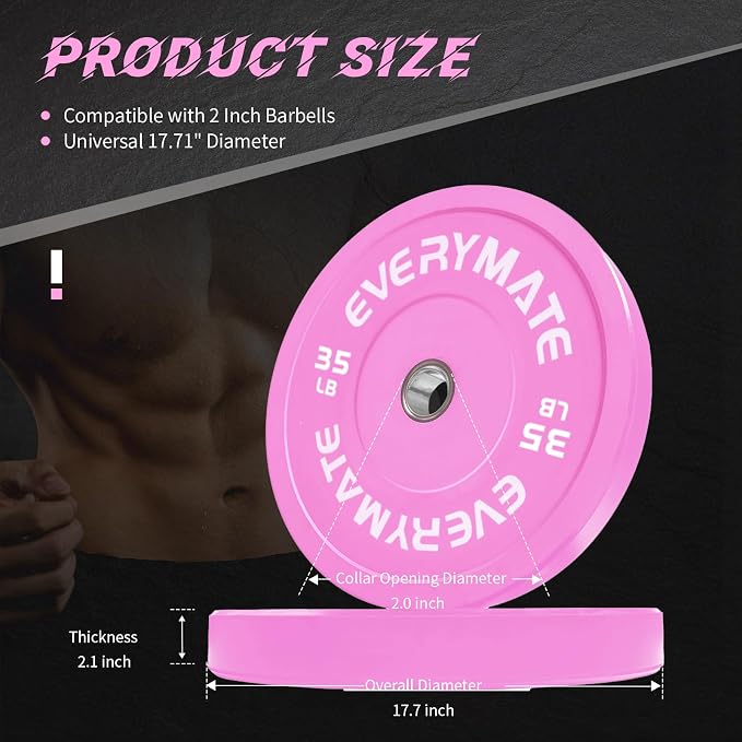 EVERYMATE Change Weight Plates 1.25LB 2.5LB 5LB Set Fractional Olympic Bumper Plates for Cross Training Steel Insert Strength Training