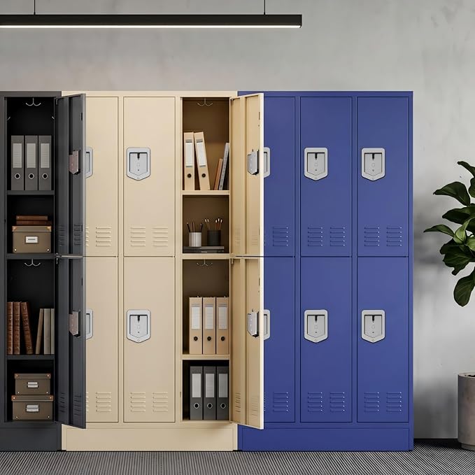 BUTISOW 72" 6 Door 16-Gauge Steel Employee Lockers, Lockable for Gym | Padlock Compatible, 6 Door, 12 Hanging Hooks, Ventilated, Adjustable Shelf, Powder Coated, Rust Resistant, 72 Inch Height