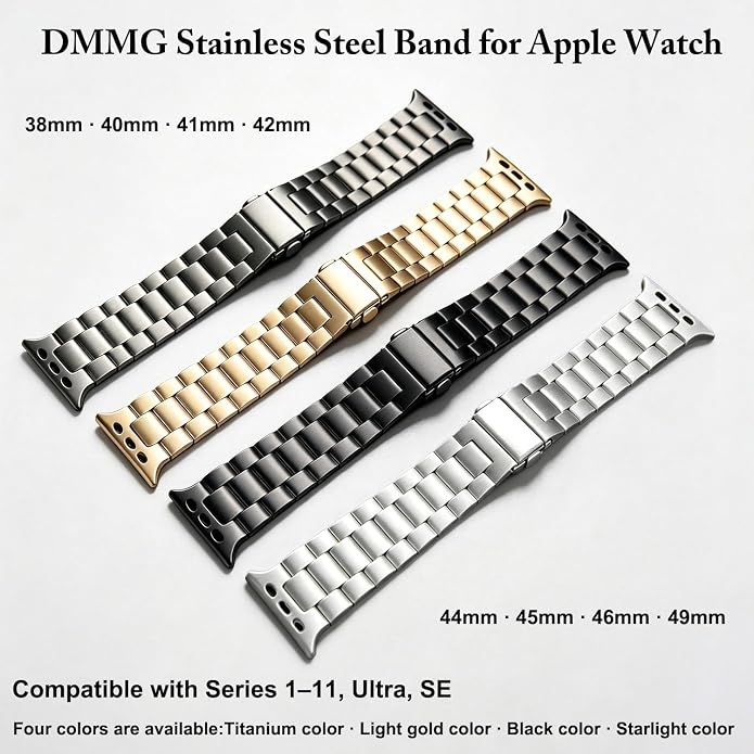 For Apple Watch Band 49mm 46mm 45mm 44mm 42mm 41mm 40mm 38mm, Stainless Steel Quick Release Tool-Free Band, For iWatch Ultra 3 2 1 SE Series 11 10 9 8 7 6 5 4 3 2 1