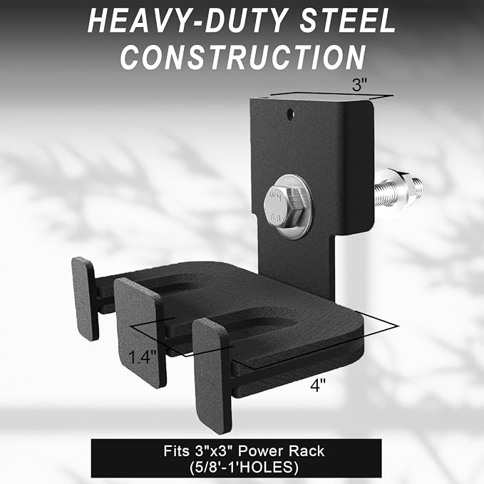 Rack-Mounted Olympic Barbell Holder for 2x2 & 2x3 Power Racks, No Drilling Required – Heavy-Duty Steel Storage with Protective Padding, Space-Saving Gym Equipment