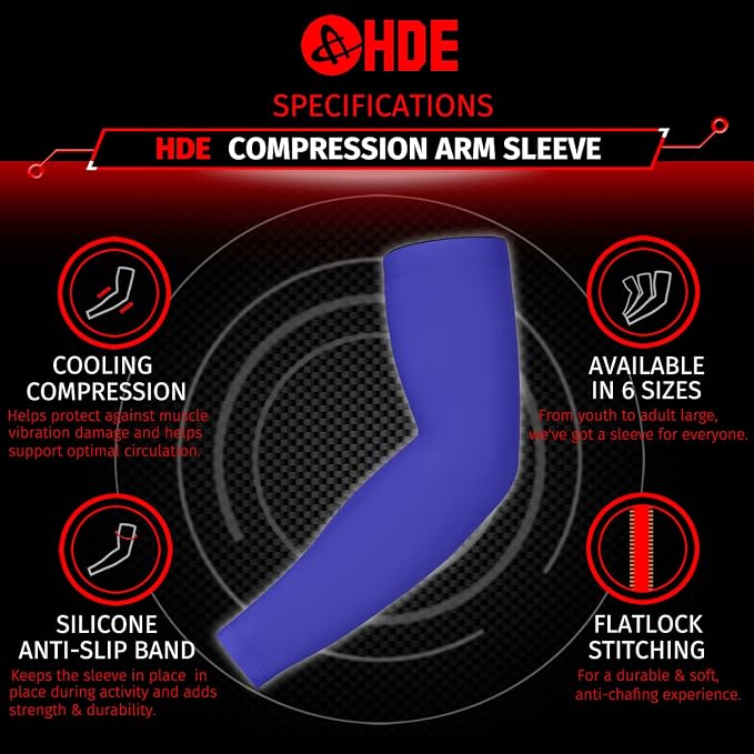 HDE Arm Compression Sleeves for Kids Basketball Shooting Sleeve Youth Sports Cooling Sun Protection Football Baseball 1 Pair