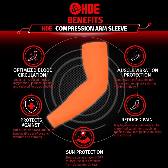 HDE Arm Compression Sleeves for Kids Basketball Shooting Sleeve Youth Sports Cooling Sun Protection Football Baseball 1 Pair
