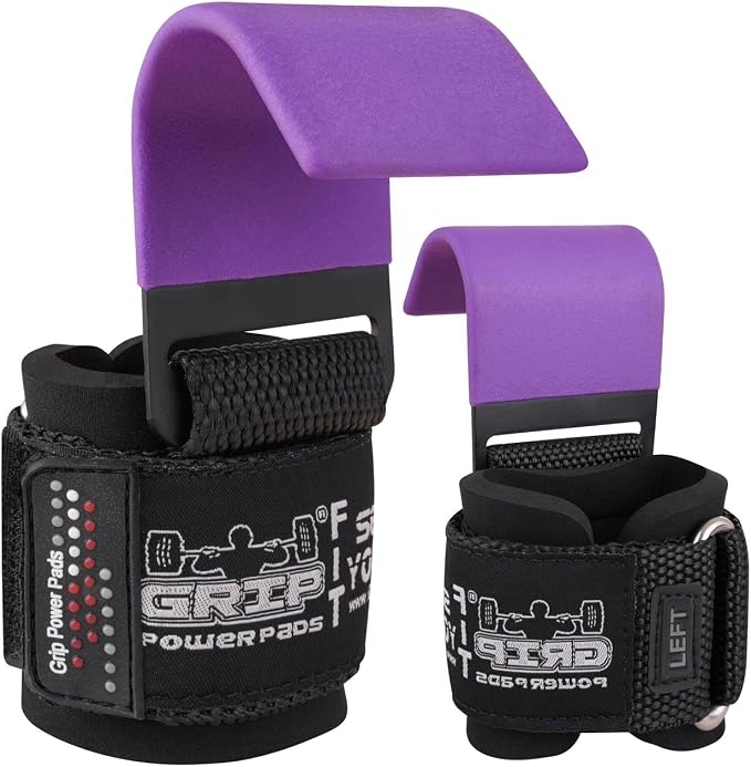 Weight Lifting Rod Hooks Heavy Duty Wrist Wraps Power Weight Lifting Training Gym Grips Straps Set of 2