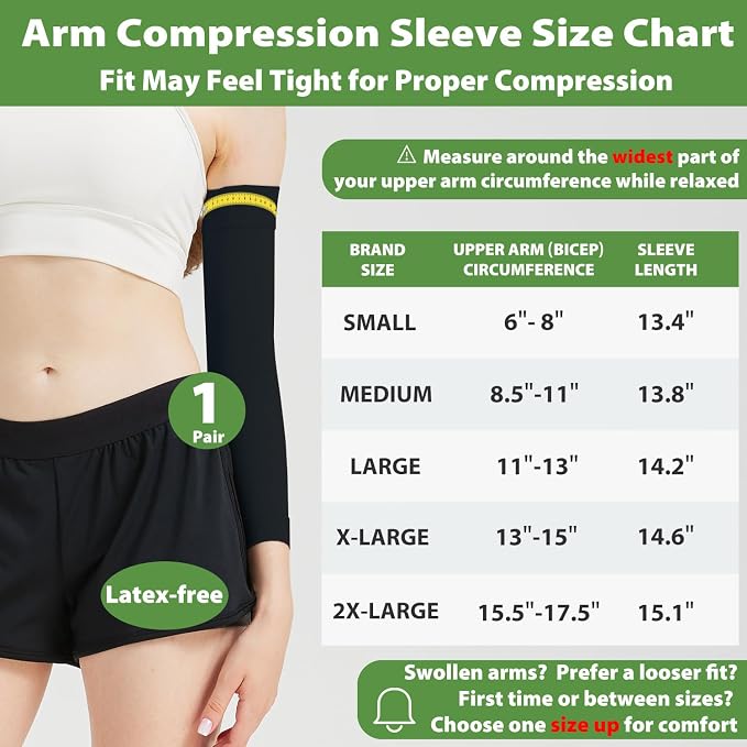 Compression Lymphedema Arm Sleeves for Women, 20-30 mmHg Full Arm Support for Swelling Recovery Circulation