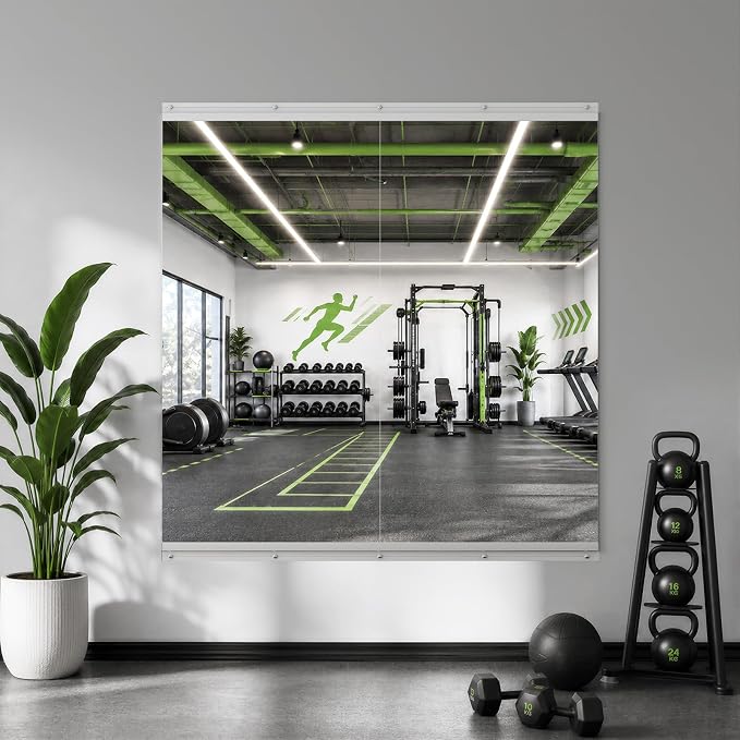 Home Gym Mirror, 48"x24"-2 PCS Gym Mirrors for Wall, Frameless, Tempered Glass, Large Workout Wall-Mounted Mirrors for Home Gym, Dance Studio, Yoga Room, Garage Gym, Silver