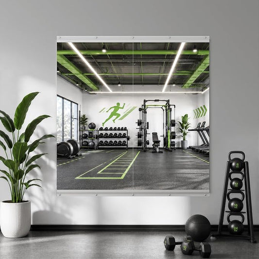 Home Gym Mirror, 48"x24"-2 PCS Gym Mirrors for Wall, Frameless, Tempered Glass, Large Workout Wall-Mounted Mirrors for Home Gym, Dance Studio, Yoga Room, Garage Gym, Silver