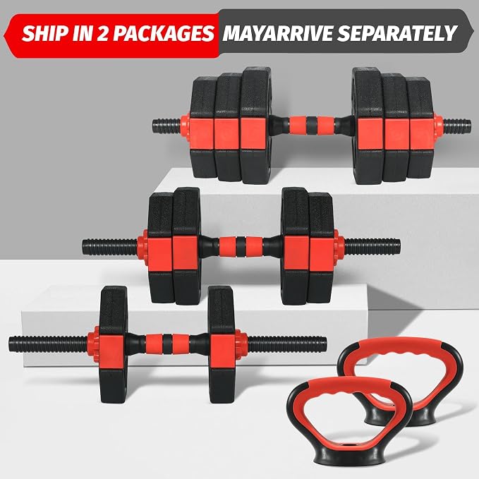 Garvee Adjustable Dumbbell Set, 44/66/88Lbs Free Weight Set with Connector, 4 in 1 Gym Set Used as Kettlebell, Dumbbell, Push up Stand, Weight Plate, Home Gym Weight Dumbbells Set, Fitness Exercises