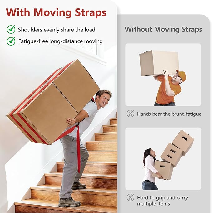 KEDSUM Moving Straps 1 Person-Back Carry, Lifting Straps Moving Free Your Arms, Heavy Duty Strap for Appliance, Thicken Sponge Vest, Upgraded Move Tool for Renters&Movers, Break Strength Over 600LBS