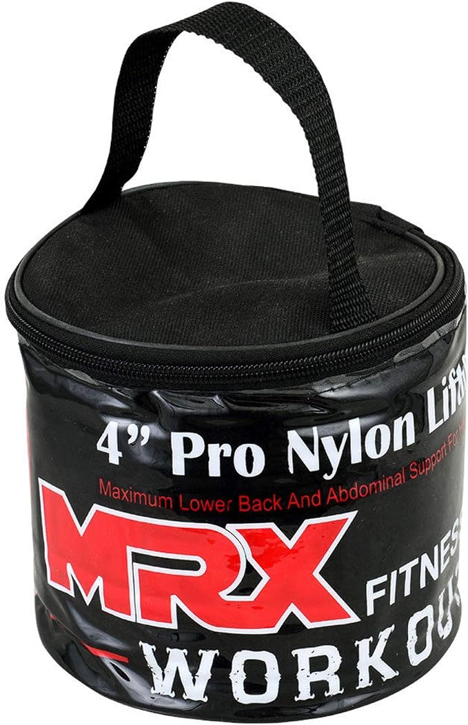 MRX Weight Lifting Belt - 4 Inches Wide 8mm Thick Padded Back Support with Flexible Ultralight Foam Powerlifting Belts Heavy Duty Deadlifts Workout Squats Exercise & Lifting Belt for Men & Women