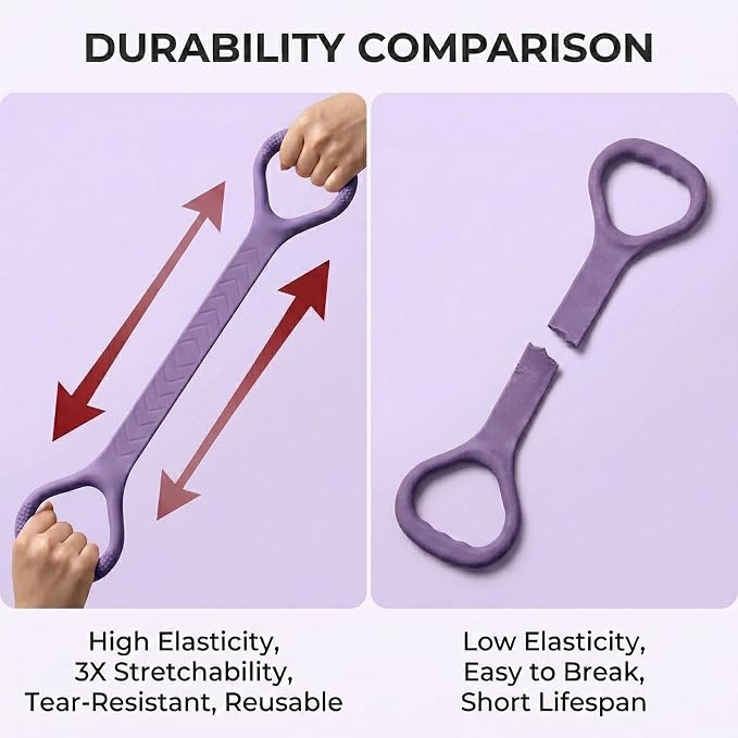 Figure 8 Resistance Bands with Handles, Silicone Exercise Bands for Yoga Pilates Stretching, Portable Home Workout Equipment for Arm Back Shoulder Training, Fitness Band for Women Men