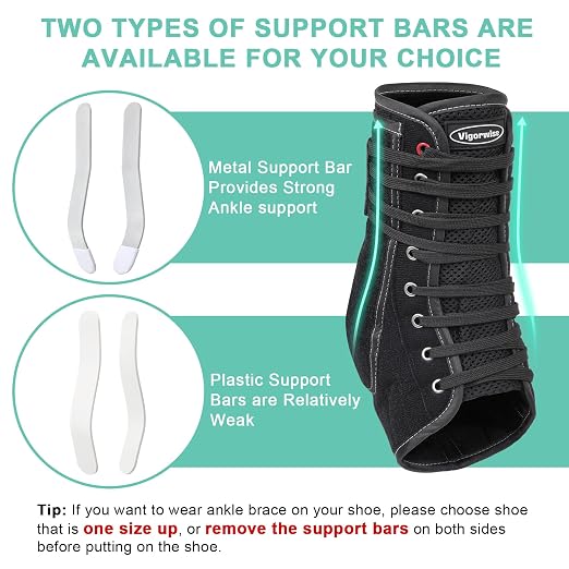 Quick Ankle Brace with Metal and Plastic Side Stabilizers S | Quick Adjustment Ankle Brace Foot Support for Sprained Left Right 1Pcs