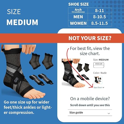 2 Pairs Ankle Braces for Men & Women, Support for Plantar Fasciitis Relief | Arch & Ankle Support Brace with Removable Strap for Swelling, Achilles Tendonitis, Faster Recovery & Boosts Circulation