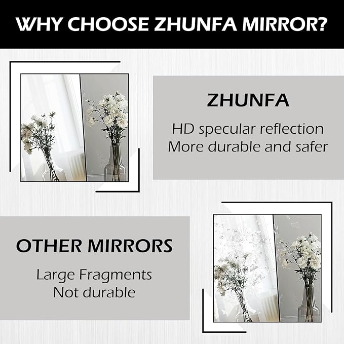 ZHUNFA Arched Full Length Floor Mirror, 64×21 Oval Full Floor Mirror | Large Wall Mounted Arched-Top Body for Living Room, Bedroom, Bathroom, Entryway, Dressing Room, black