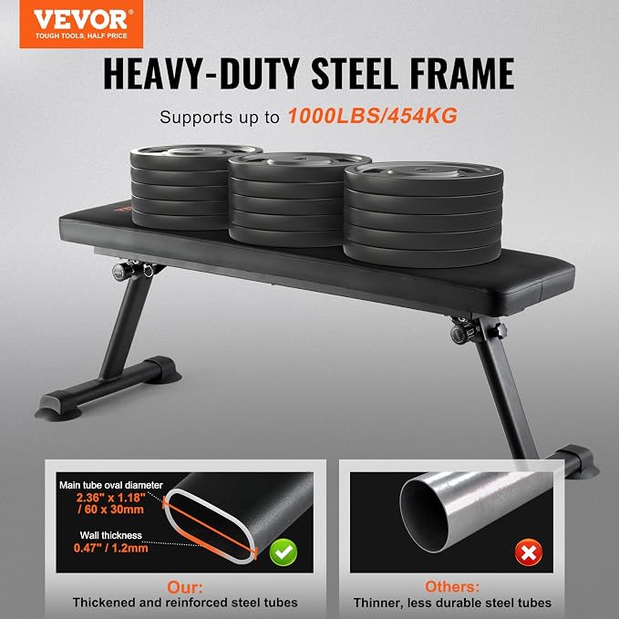 VEVOR Sit Up Bench, Curved Decline Ab Bench with Reverse Crunch Handle, with 6 Adjustable Height Setting, Heavy Duty Steel, 600 Lbs Capacity for Home Gym Workouts, Strength Training, Full Body Muscles
