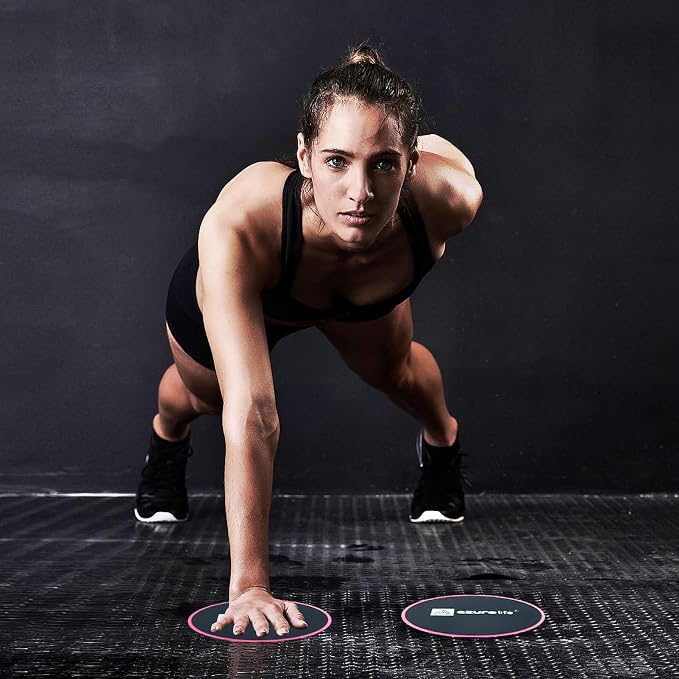A AZURELIFE Exercise Core Sliders, Dual Sided Exercise Gliding Discs Use on Carpet or Hardwood Floors, Light and Portable, Perfect for Abdominal&Core Workouts