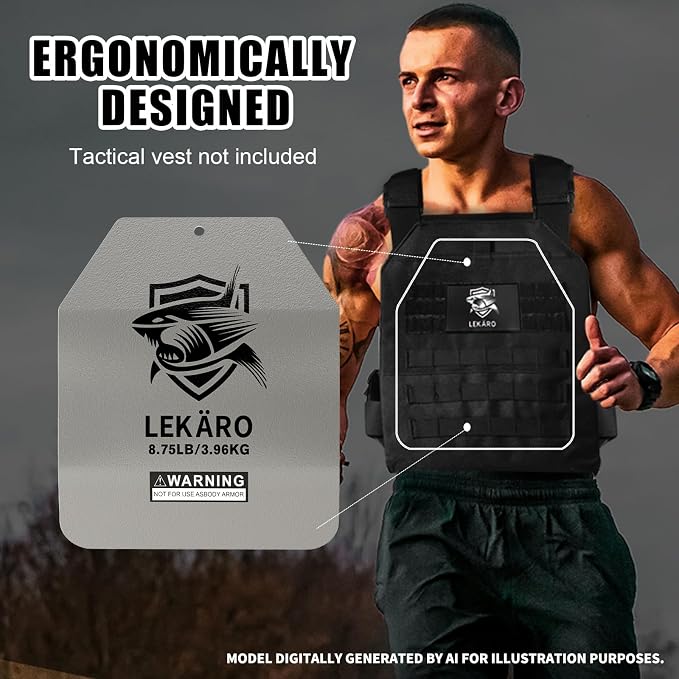 Curved Weighted Vest Plates 8.75 lb & 14.5 lb for Men and Women - 1 Pair Ergonomic Contoured Steel Plates - High-Density Build for Weighted Vests, CrossFit, Hero WOD and Rucking