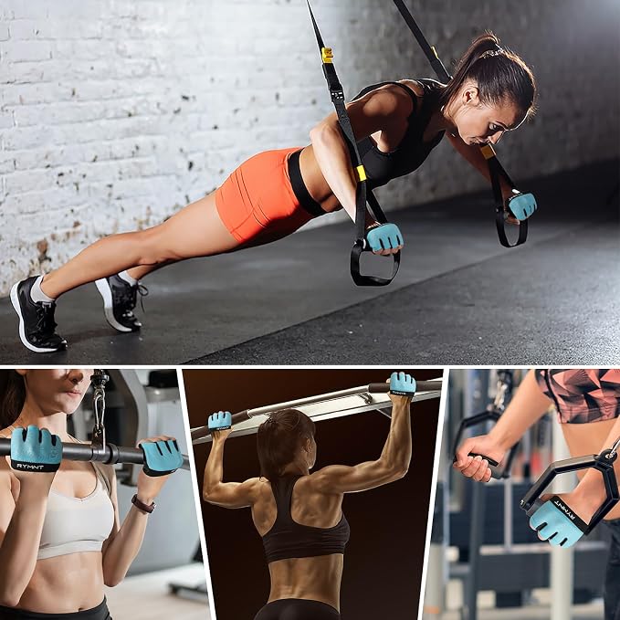 Minimal Workout Gloves for Women Men, Micro Fingerless Gym Gloves Grip Pads | Work Out Gloves for Kettlebells, Weight Lifting, Exercise, Pull Up, ,Cross Training, Silicone Grip Lifting Half Finger Gloves