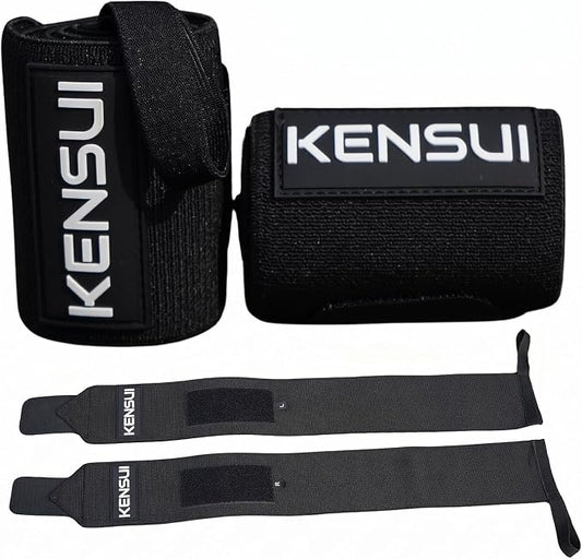 KENSUI Wrist Wraps for Weightlifting, Bench Press & Wrist Support | Adjustable tightness and padded support help stabilize wrists during bench press, overhead press and heavy lifting