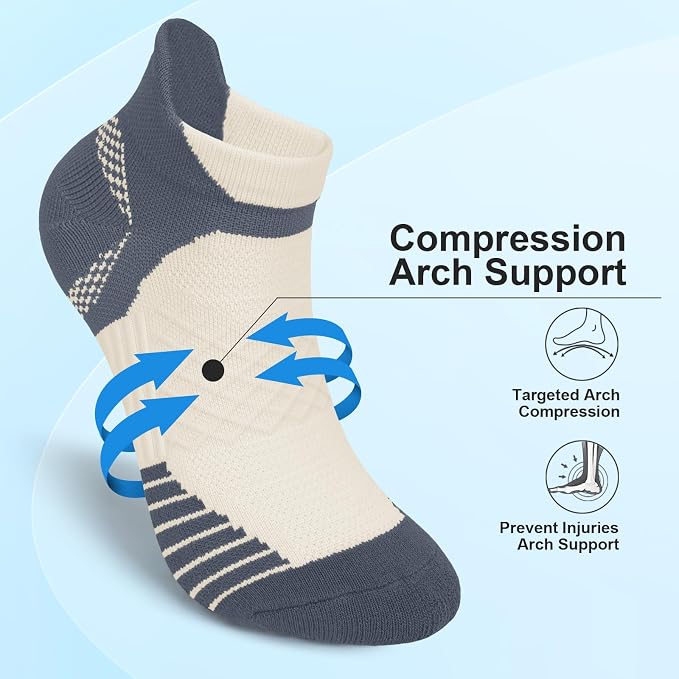 Iseasoo Copper Ankle Compression Socks - Low Cut Arch Support Socks for Men & Women, Running, Nurses, Plantar Fasciitis Socks