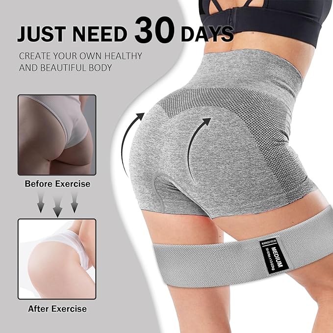 KANGFITER Long and Short 6 Fabric Resistance Bands Set with Door Anchor | Non-Slip Stretch Booty Bands for Working Out Women & Men, Loop Exercise Elastic Bands for Home Physical Therapy Yoga Pilates