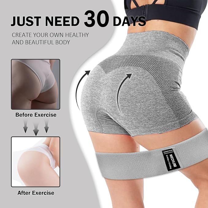 KANGFITER Non-Slip Fabric Resistance Bands for Working Out 3 Levels | Loop Exercise Bands for Booty Leg Butt Glute Hip, Elastic Stretch Workout Bands for Women Men Home Gym Fitness Yoga Pilates
