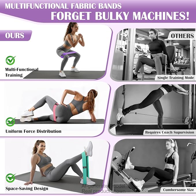 KUTIZE Ankle Resistance Bands with Cuffs & Fabric Resistance Bands Set - Legs & Glutes Workout Equipment for Women & Men, Home Gym Heavy Exercise Bands for Hip, Yoga, Strength Training, Rehab, Pilates