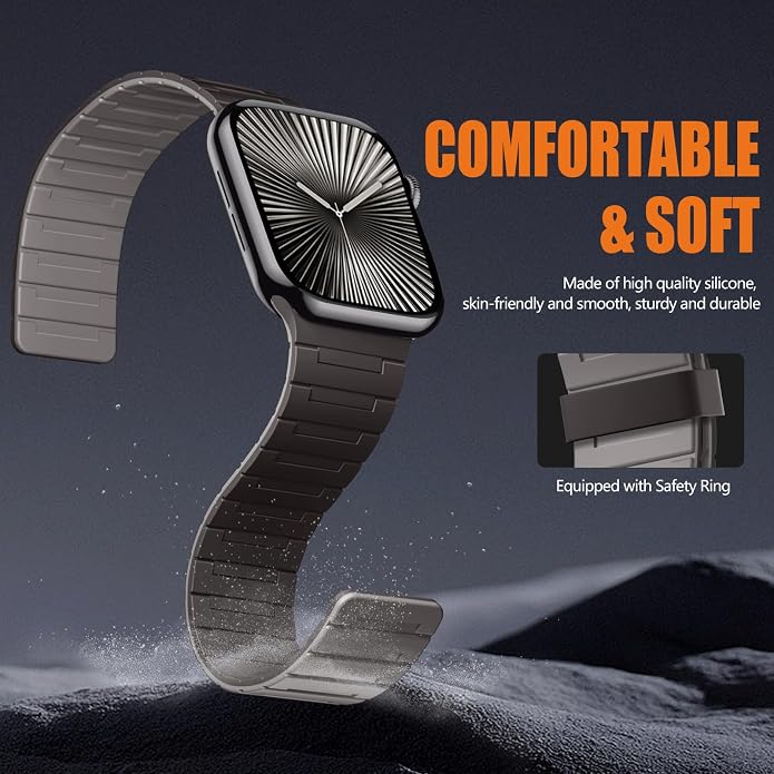 SNBLK Magnetic Watchband Compatible with Apple Watch for Men 44mm 45mm 46mm 49mm 42mm 41mm 40mm 38mm Women, Silicone Sport Strong Magnet Strap for iWatch Series 11 Ultra 3 Ultra 2 Se 10 9 8 7 6 5 4 1