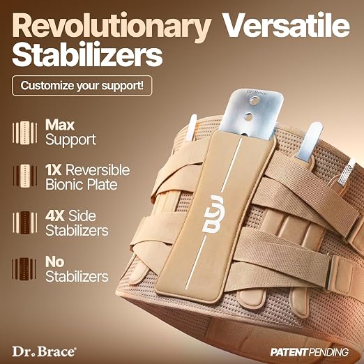 DR. BRACE® Lower Back Brace for Men & Women for Lower Back Pain Relief, Revolutionary Versatile Splints System & Removable Lumbar Pad, Adjustable & Breathable Back Support Brace