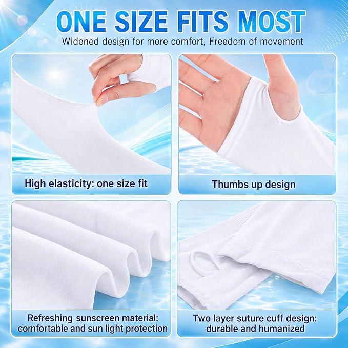 SATINIOR 8 Pairs Sun Protection Cooling Arm Sleeves Upper Compression Sleeve Plus Size Slimming Arm Shaper Wrap for Women
