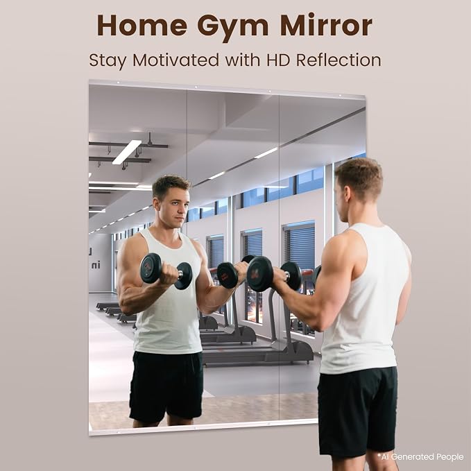 LOAAO Gym Mirror 56"x16", 3 PCS | Tempered Glass, Flexible Combination, For Home Gym, Dance Studio, Yoga Room, Garage Gym, Workout Room