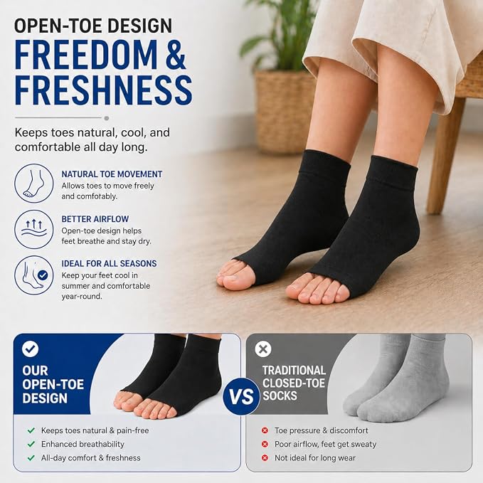 Ankle Brace Compression Sleeve Socks 2 Pack for Women&Men Foot Arch Support | 8-15 mmHg Support for Plantar Fasciitis Relief, Heel Pain, Arch & Ankle Support, Foot Brace, Open Toe Design（Black S/M）