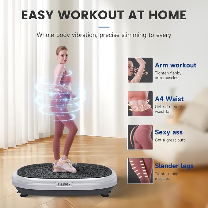 FitMaxx 3D XL Vibration Plate Exercise Machine - Whole Body Workout Vibration Platform w/Loop Bands - Lymphatic Drainage Machine for Weight Loss, Shaping, Recovery
