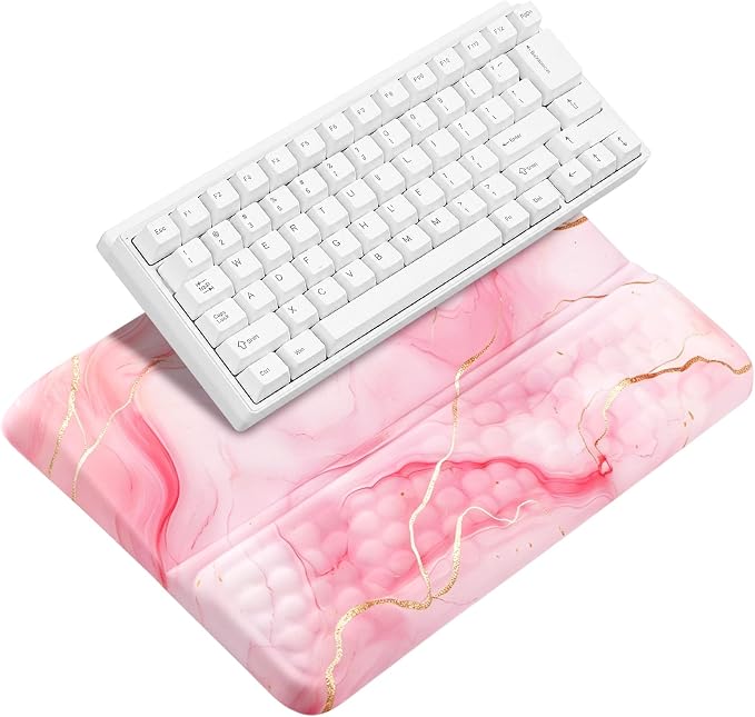 Keyboard Stand with Wrist Rest，Ergonomic Keyboard Riser Holder Lifter Tray | Marble - Pink Gold，Computer Wrist Support Pad，Ergonomic Keyboard stand for desk，Soft Memory Foam Desk Cushion，Non-Slip