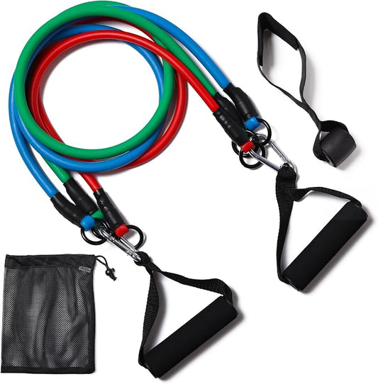 Resistance Bands with Handles, Exercise Bands with Handles, Door Anchor | Physical Therapy & Rehab, Home Workout Pilates Yoga, Non-Slip Handles, Portable Travel, TPE
