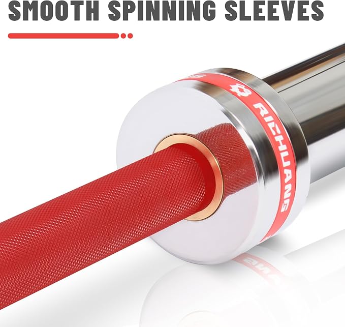 7ft Olympic Barbell 28mm 45lb – 500/700/1000LB Bar for Home Gym | Ceramic coated steel. Smooth spinning sleeves. Fits 2" plates. For snatch, clean and jerk, squats, deadlifts, bench press.