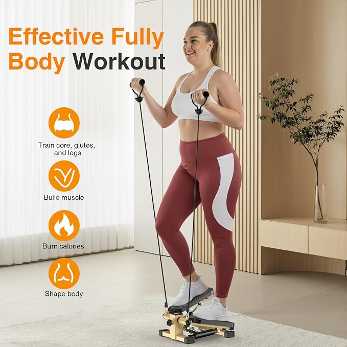 HCOIW Steppers for Exercise at Home - Stair Stepper with Resistance Band, Mini Stepper with 300lb Weight Capacity,