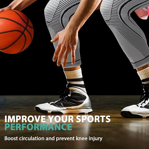 2 Pack Full Leg Compression Sleeves, Long Knee Brace Support for ACL,PCL, Meniscus Tear, Arthritis, Tendinitis,Men And Women (Gray, Small)