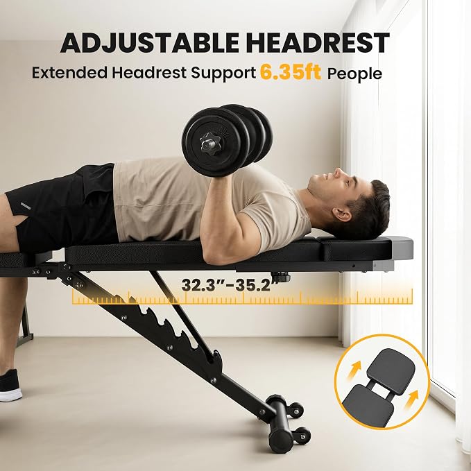 Steelite Adjustable Weight Bench for Home Gym, Foldable Workout Bench with Leg Extension and Leg Curl, 770 LBS Multi-Function Preacher Curl Weight Bench for Full Body Training Fitness, Incline Decline Flat Sit Up Bench Home Gym Equipment with Wheels fo...