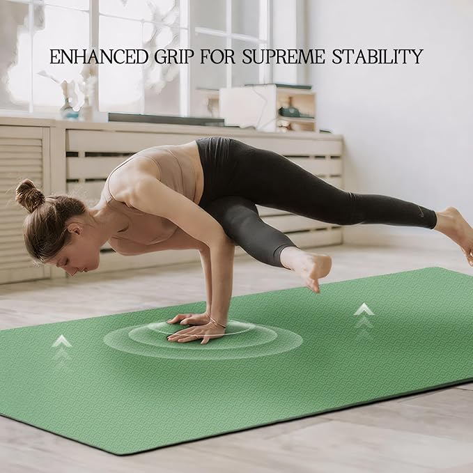VTORY Extra Large Yoga Mat 6'x 4', (6mm /8mm), Thick Workout Mat | Non-Slip, Durable Exercise Mat for Home , Yoga, Pilates, Stretching