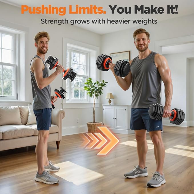 2026 FDB2 Updated Adjustable Dumbbell Set of 2, 5-in-1/10-in-1 Weights Dumbbell Set with Storage Box, 25lbs/55lbs Adjustable Weights with Anti-slip Silicone Grip, Weight Set For Home Gym Suit both Men and Women