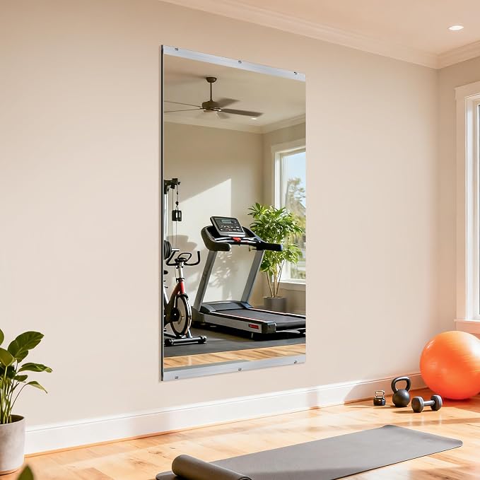 72''x36'' Exercise Mirror for Home Gym Full Length, Garage Gym Wall Mirror, Large Workout Mirrors Frameless Tempered Glass for Gym, Yoga, Bedroom, Dance Studio, Living Room