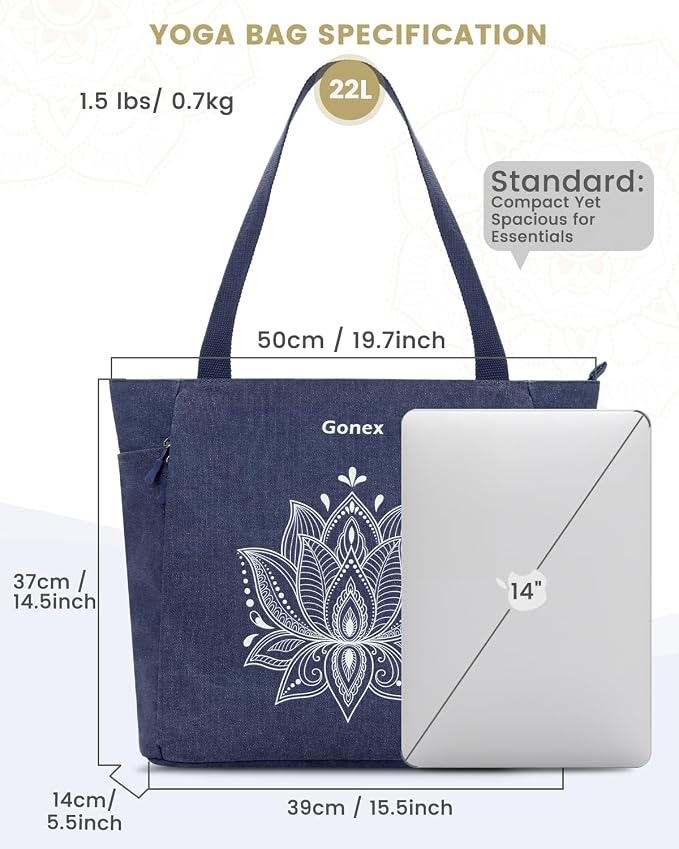 Gonex Yoga Mat Bag with Zipper Mat Carrier Canvas Gym Tote | Durable Canvas, Zipper Closures Prevent Slipping, Quick Access, Bottle Holder, Fits Yoga Blocks, Gym & Travel Use