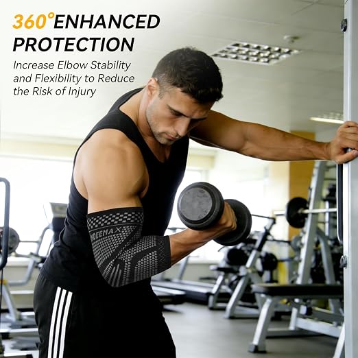 INDEEMAX Copper Elbow Compression Sleeve, 2 Pack Elbow Brace for Tendonitis | Elbow Sleeve for Women Men, Arm Support for Tennis & Golfer's Elbow, Joint Pain Relief, Arthritis, Bursitis, Weightlifting
