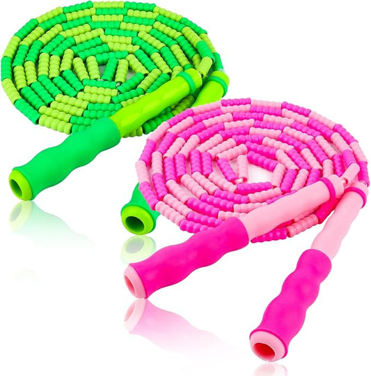 Jump Rope for Kids, Adjustable Jump Ropes for 4 5 6 7 8 10 12, Tangle Free | Jumping Rope Age 8-12, Segmented Soft Beaded Skipping Rope for Women Fitness
